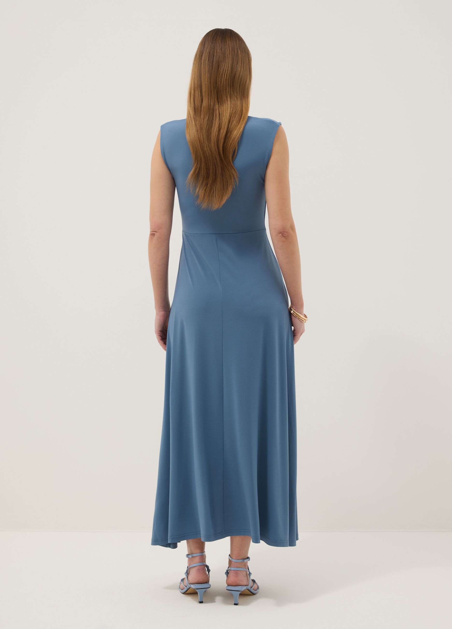 Blue maternity dress in stretch fabric