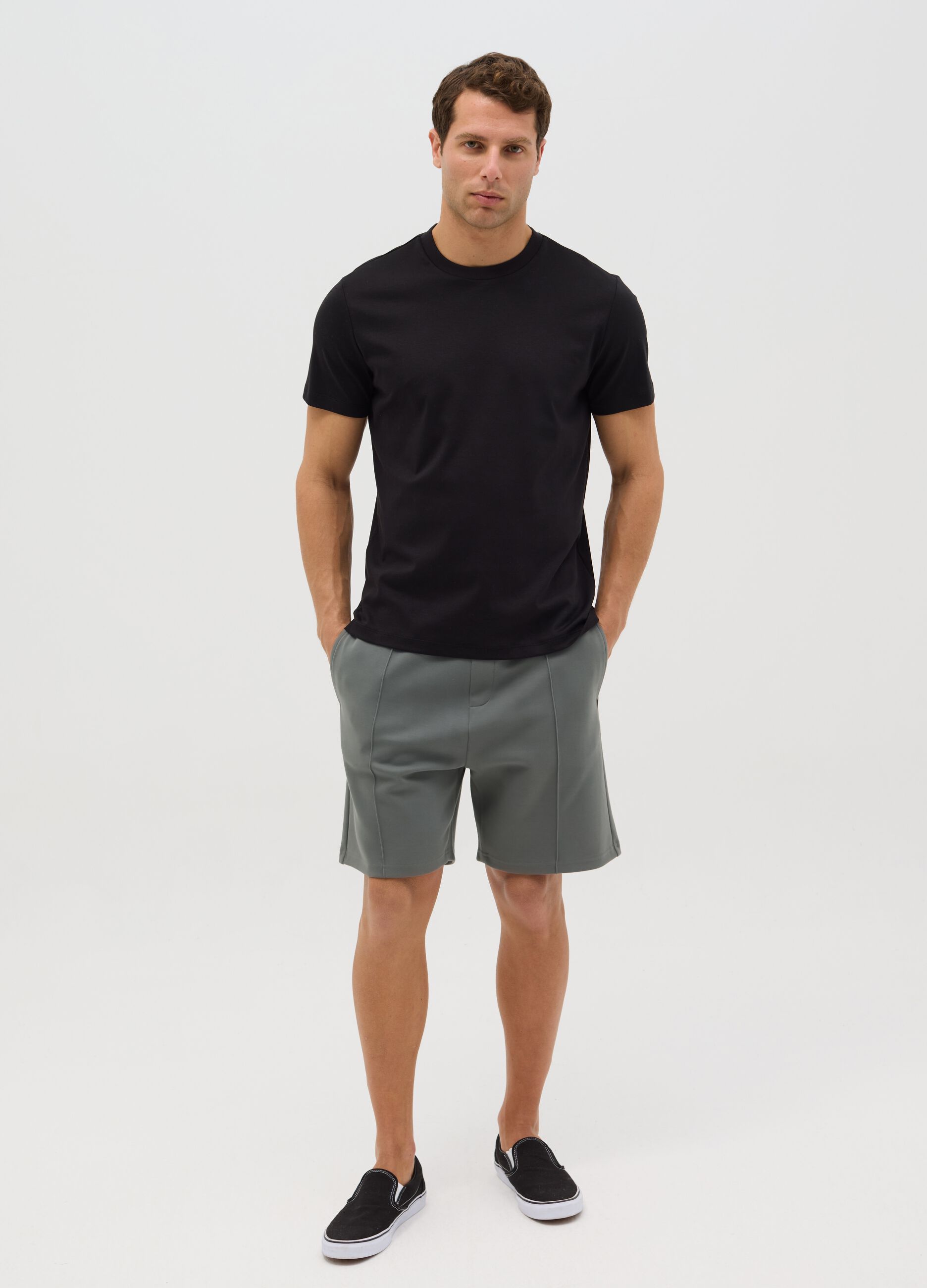 Grey Bermuda shorts in cotton blend