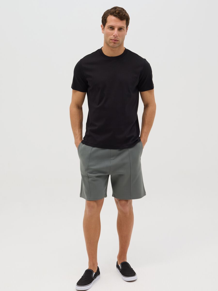 Grey Bermuda shorts in cotton blend_0