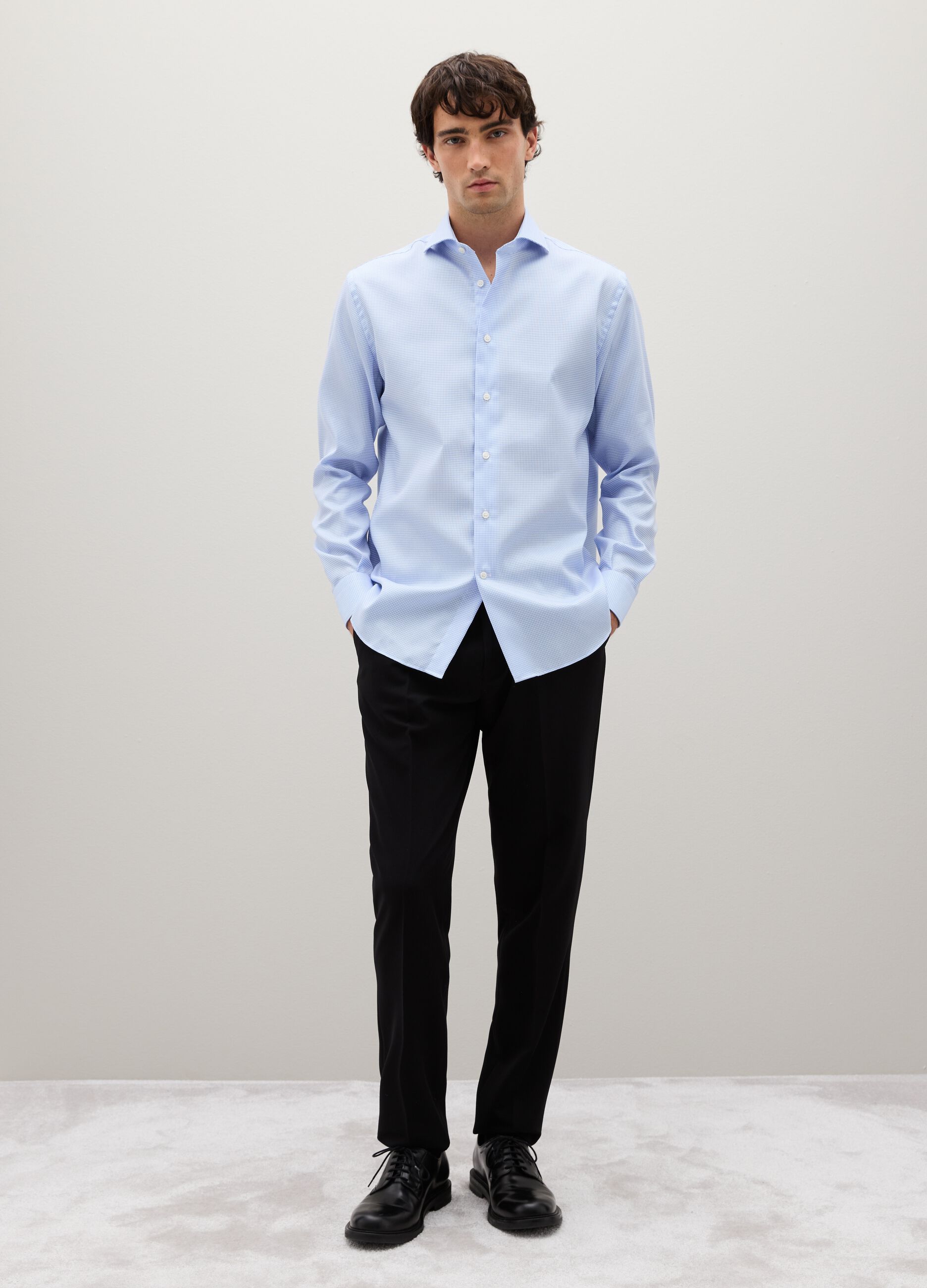 Blue Cotton Long Sleeve Shirt