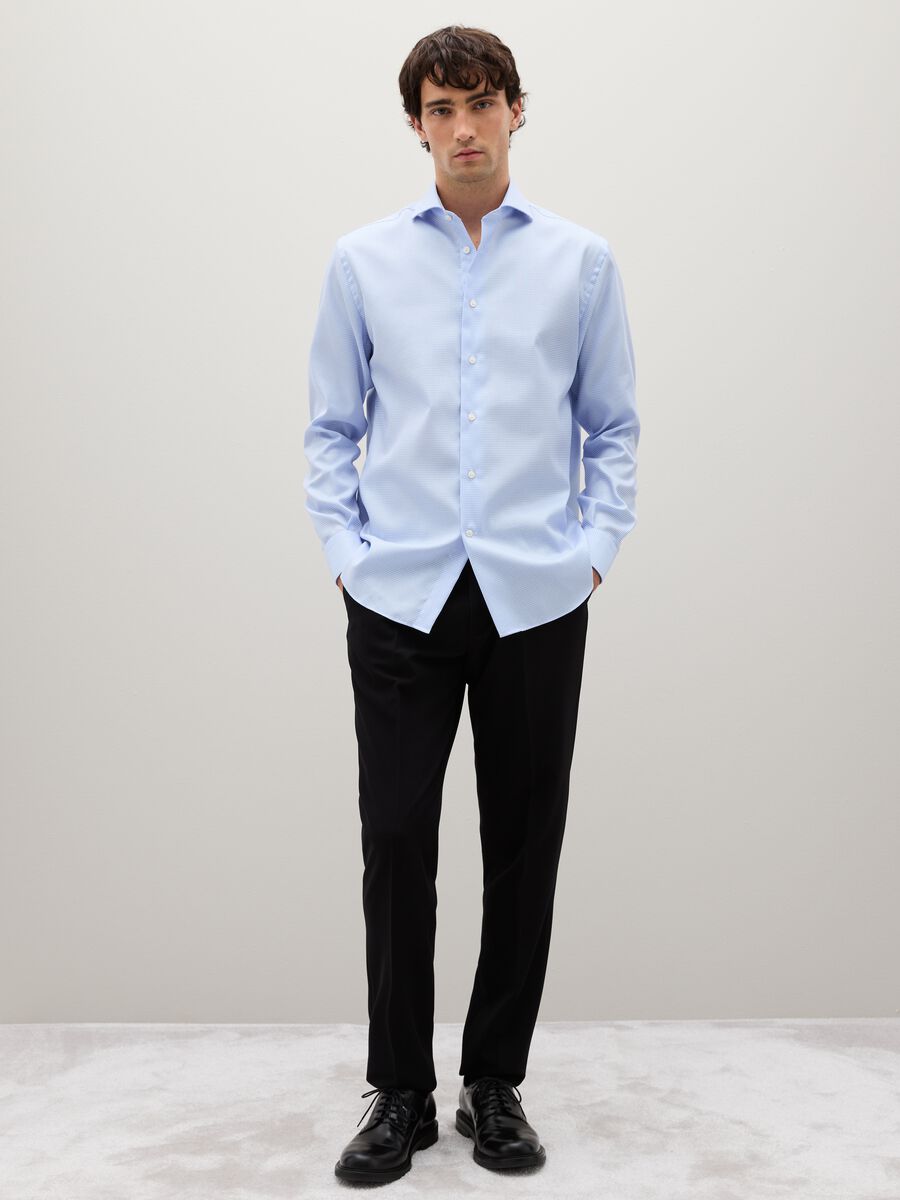Blue Cotton Long Sleeve Shirt_1