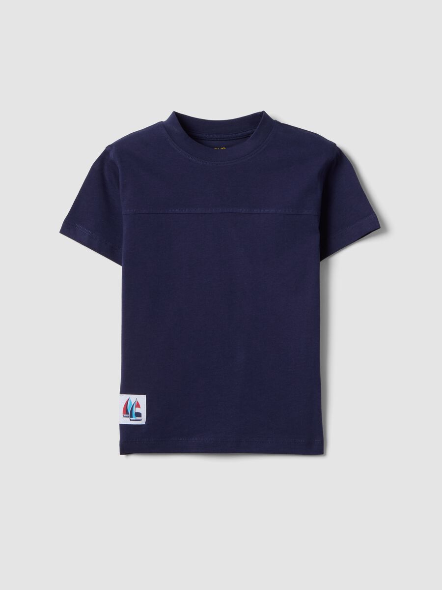 Blue pure cotton kids&rsquo; T-shirt with oversized fit_0