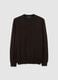 Brown regular fit crew neck pure merino wool jumper_4