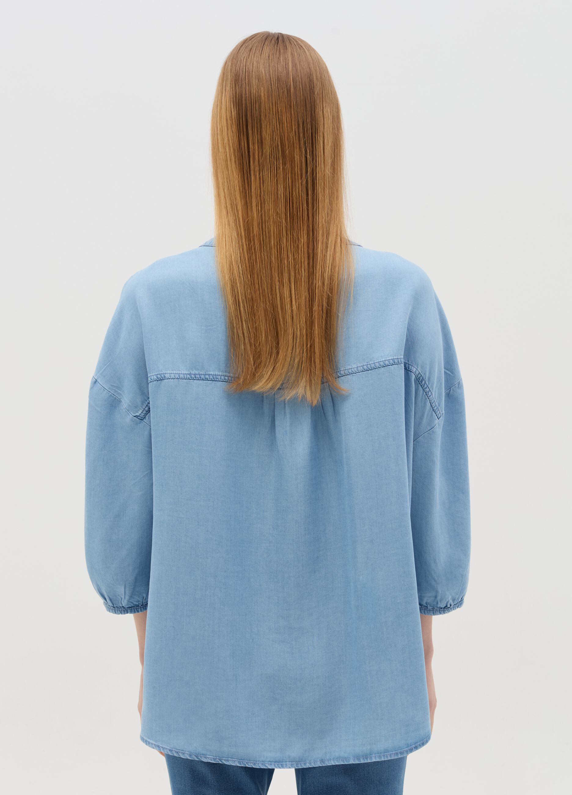 Camicia premaman in Tencel con ricamo