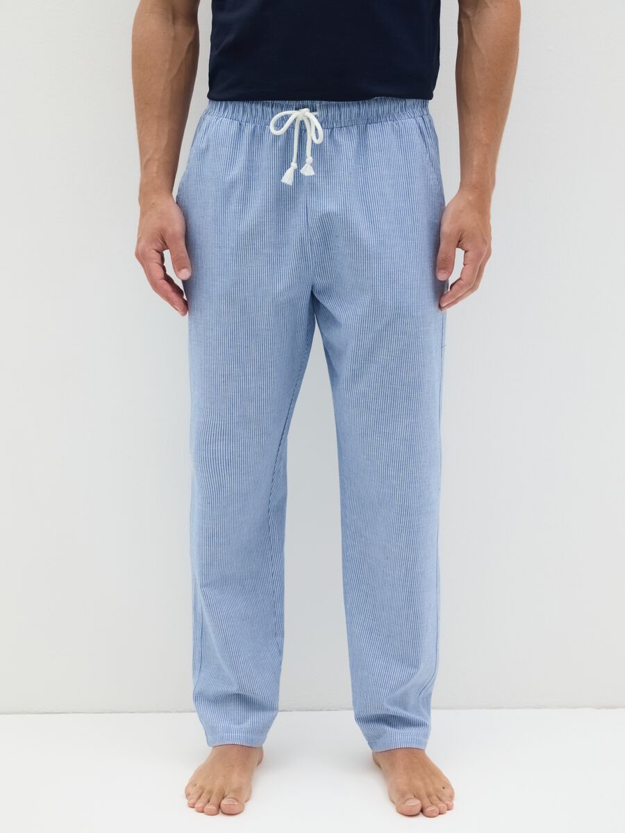 Men's Light Blue Pure Cotton Regular Fit Trousers_1