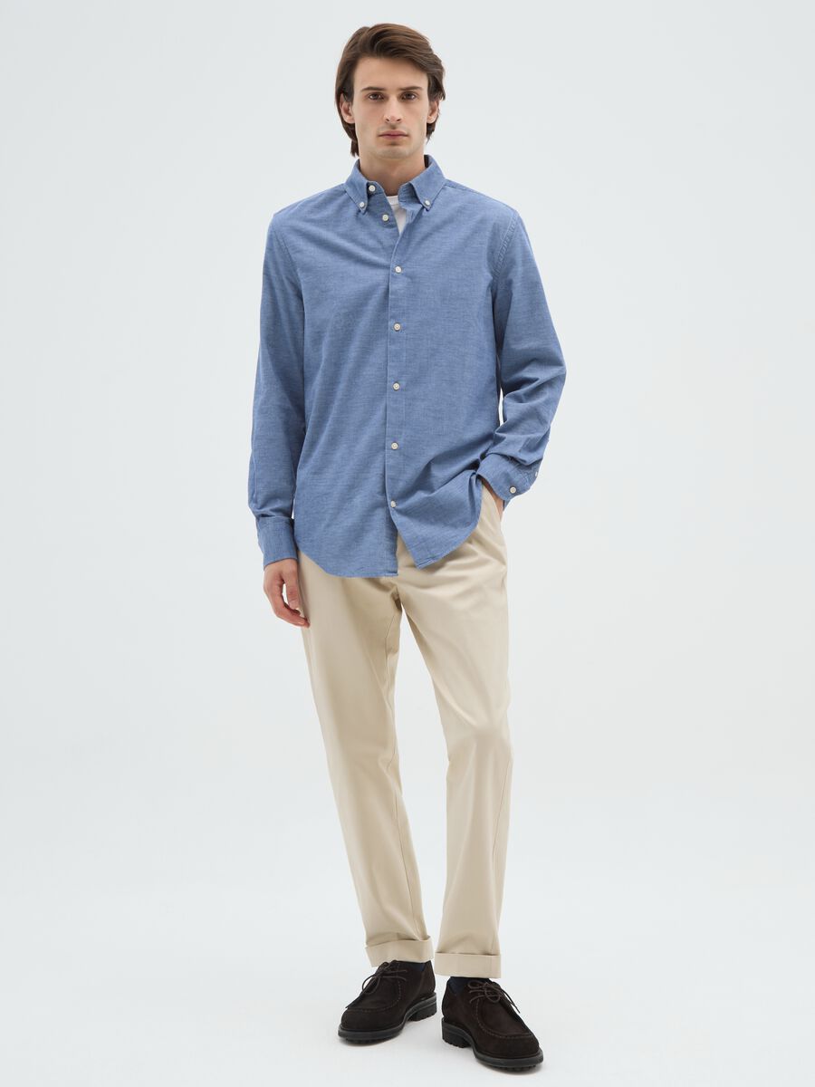Pure Cotton Blue Regular Fit Shirt_1