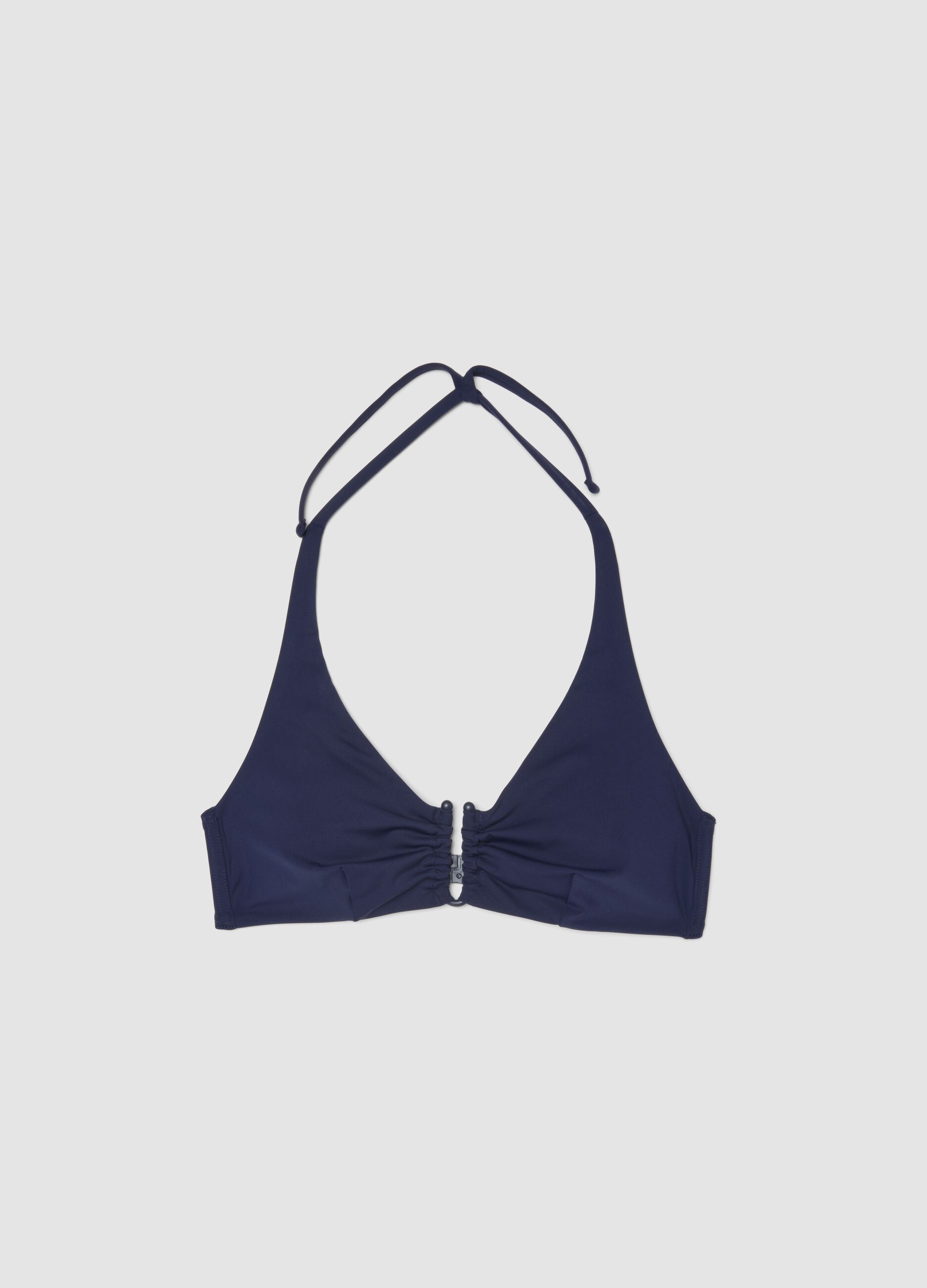 Blue triangle bikini top in stretch fabric