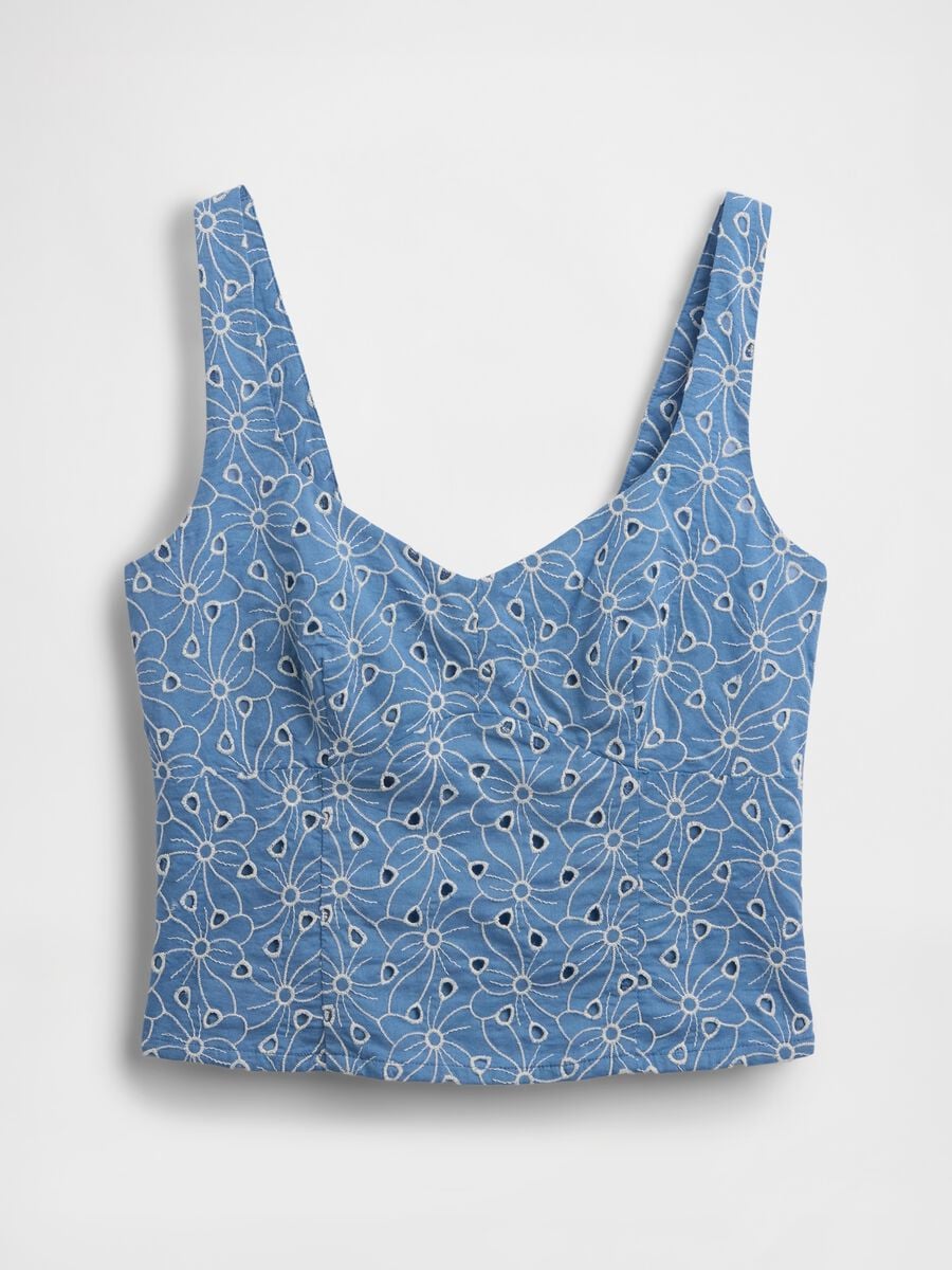 Top in puro cotone con ricamo floreale traforato_3