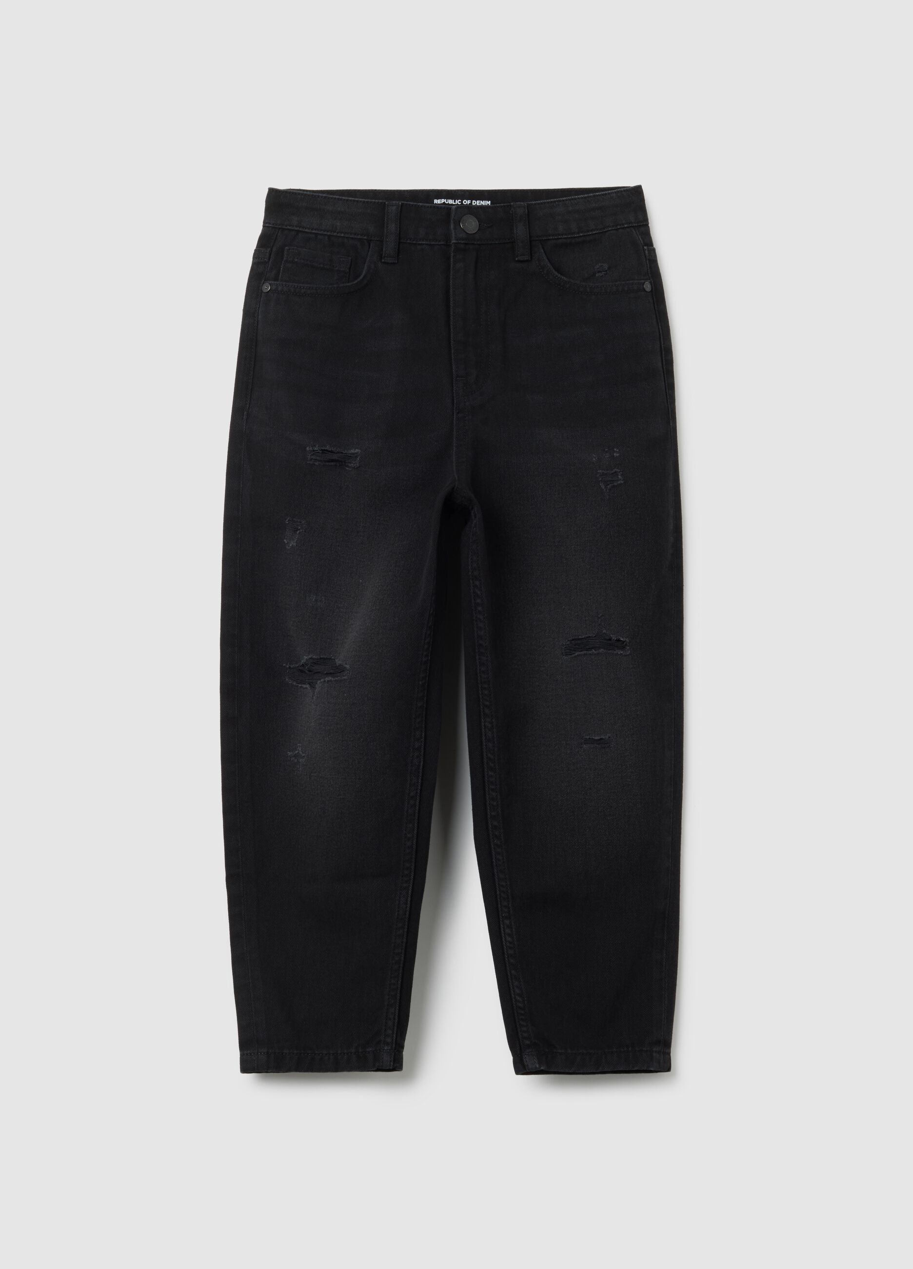 Jeans da ragazzo in puro cotone nero baggy