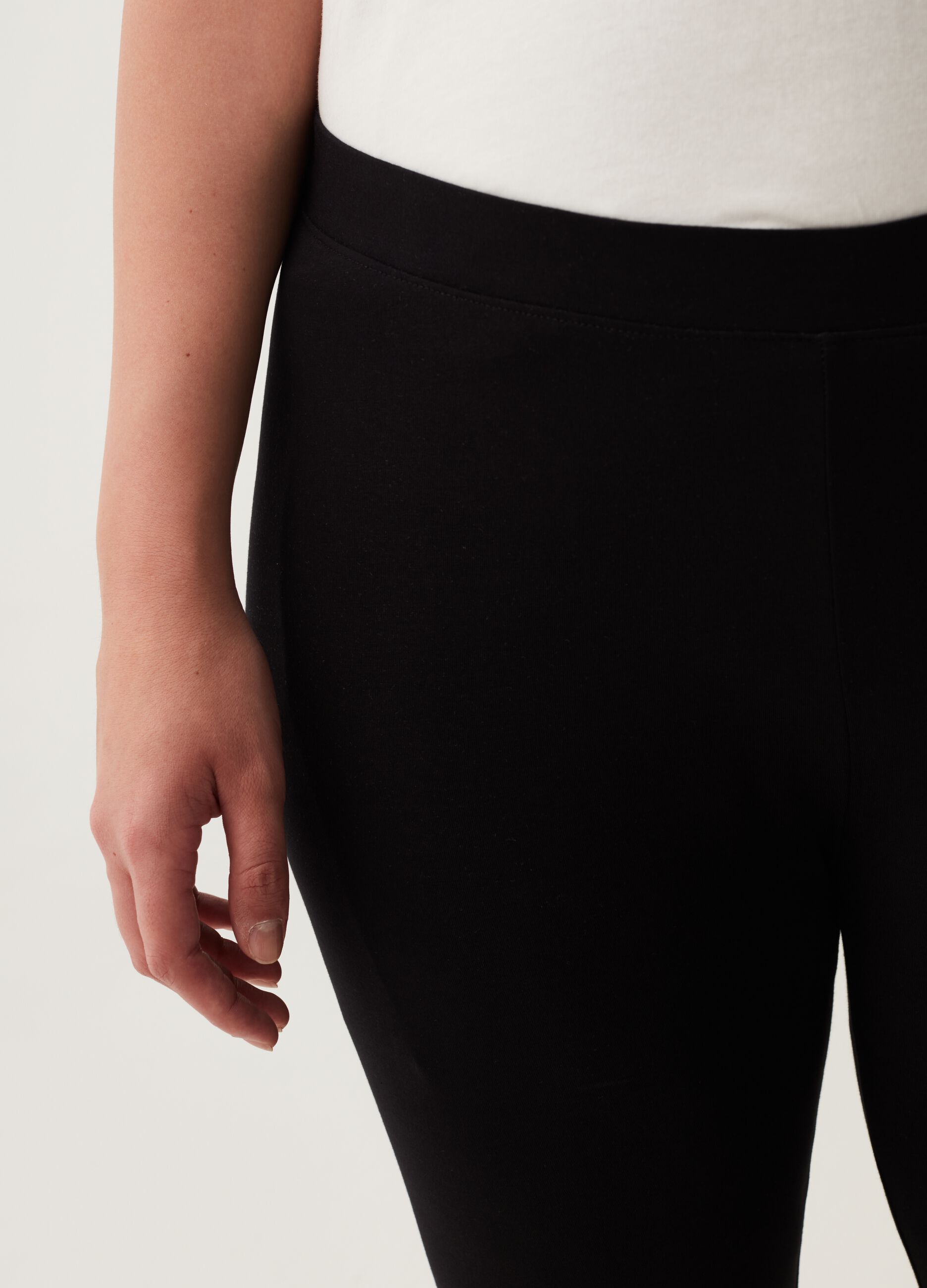 Leggings in cotone stretch tinta unita Curvy