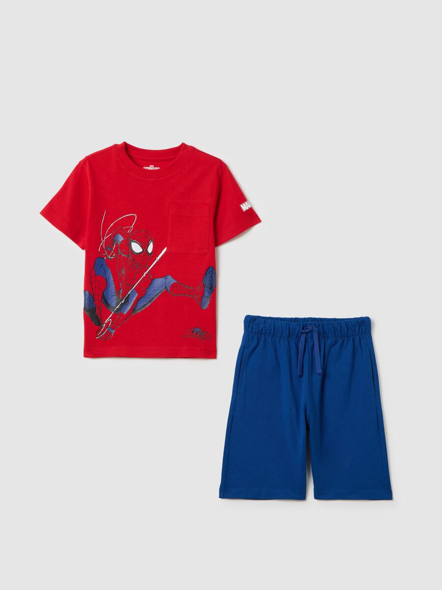 Children's jogging set in pure red and blue cotton regular fit_0
