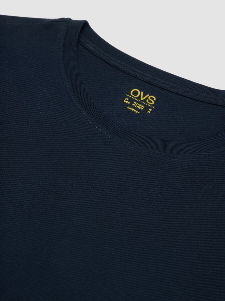 Blue regular-fit Supima cotton crew-neck T-shirt_5