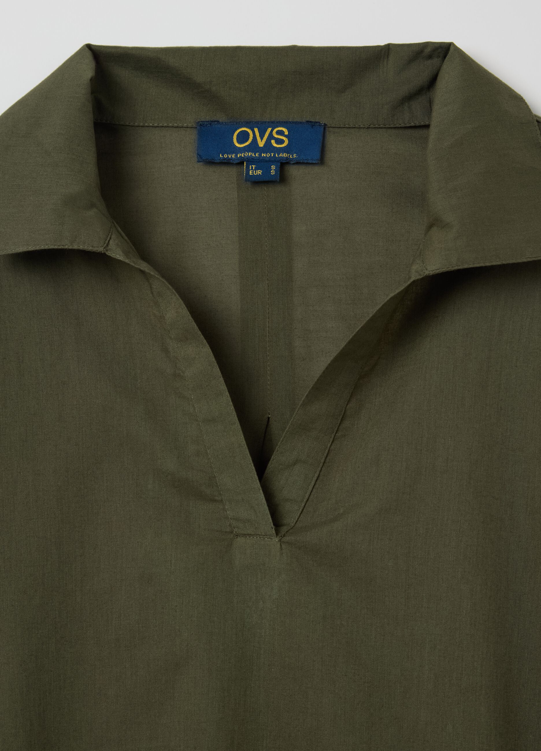 Green beach cover-up shirt dress in cotton