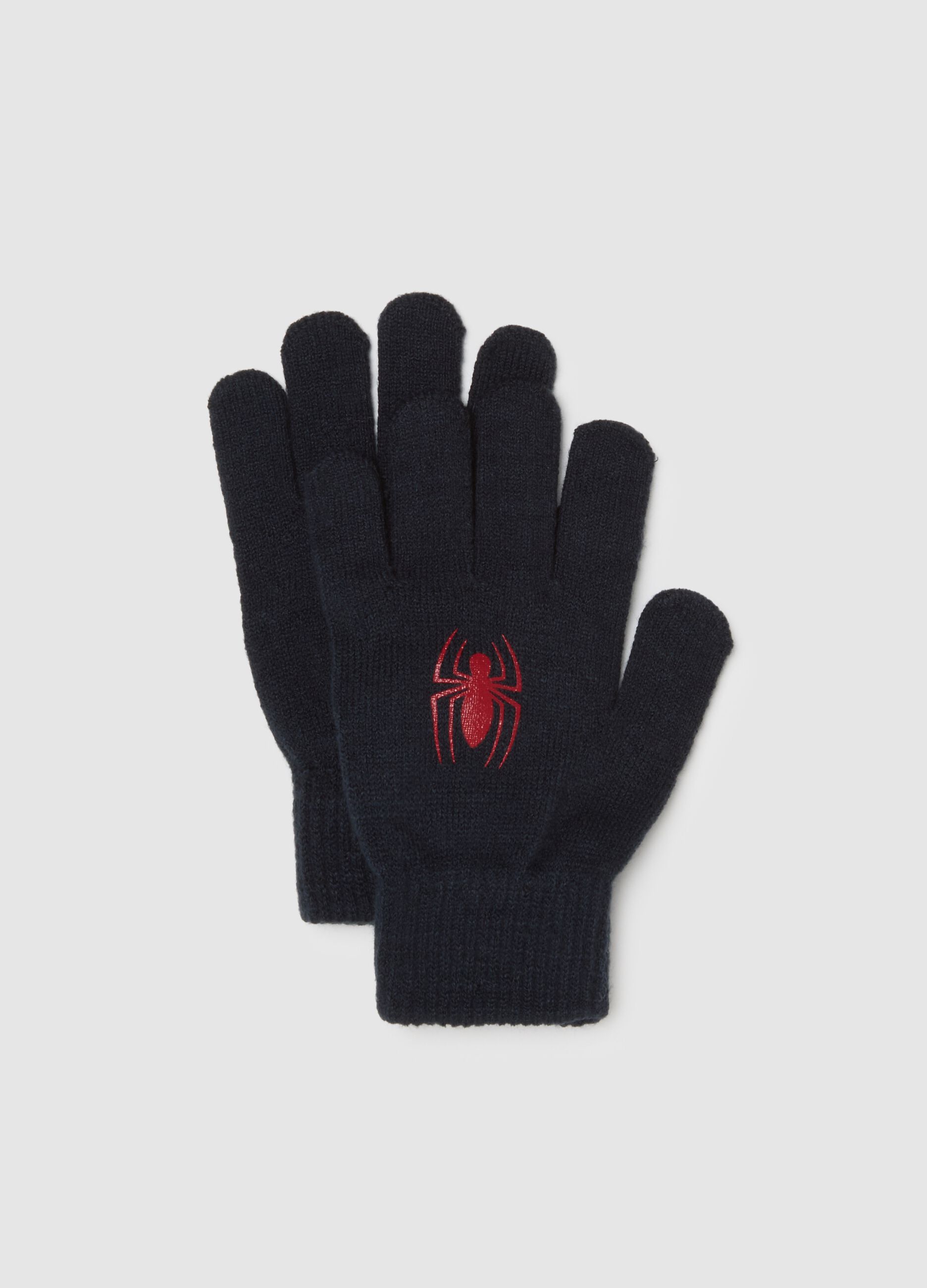 Blue Acrylic Knit Gloves