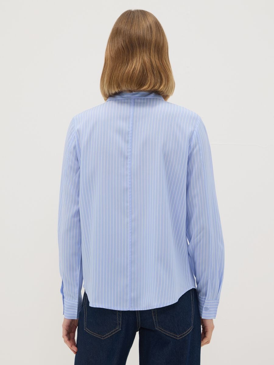Blue striped pure viscose shirt, regular fit_3