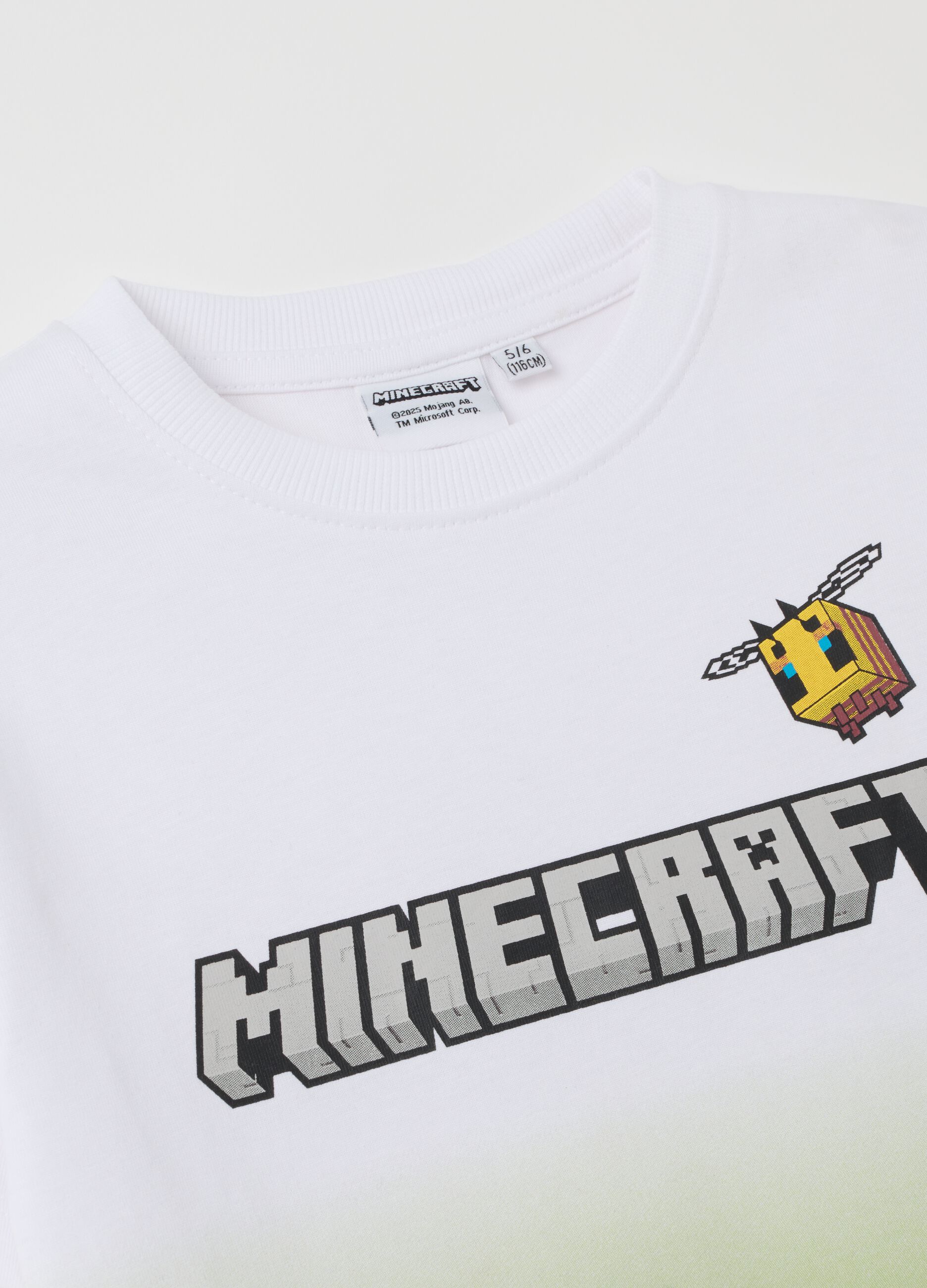 T-shirt da bambino in puro cotone multicolor regular fit con stampa Minecraft