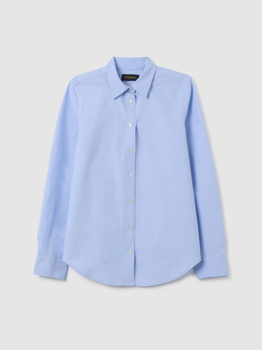 Camicia in puro cotone azzurra regular fit_0