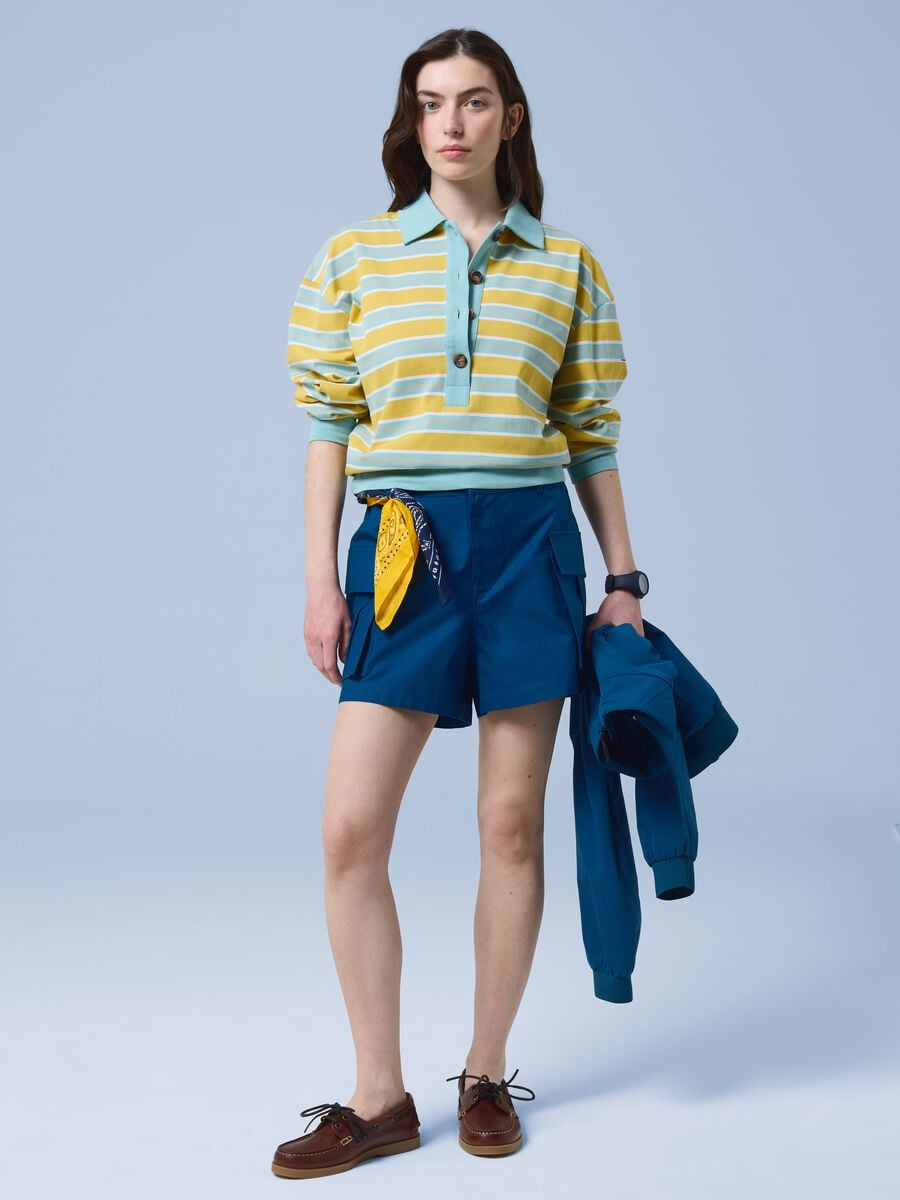 ALTAVIA SAILING blue cargo shorts in pure cotton with elasticated waistband_0