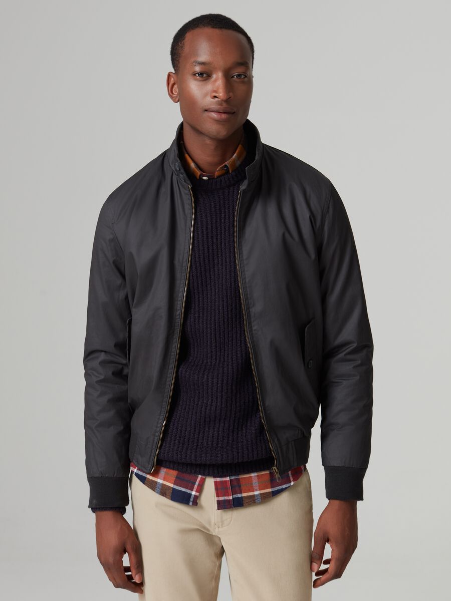 Bomber in cotone a collo alto_1