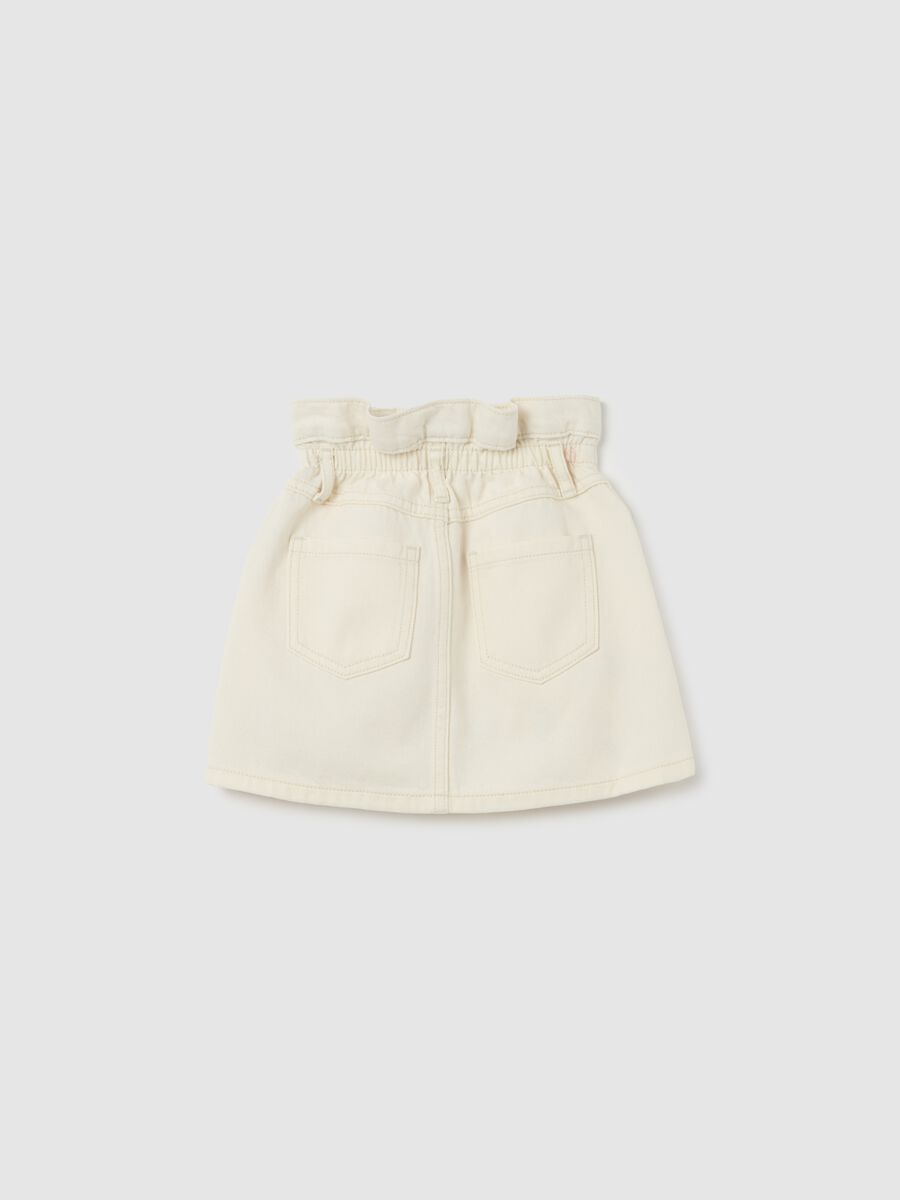 Paper bag skirt in drill with flowers embroidery_1
