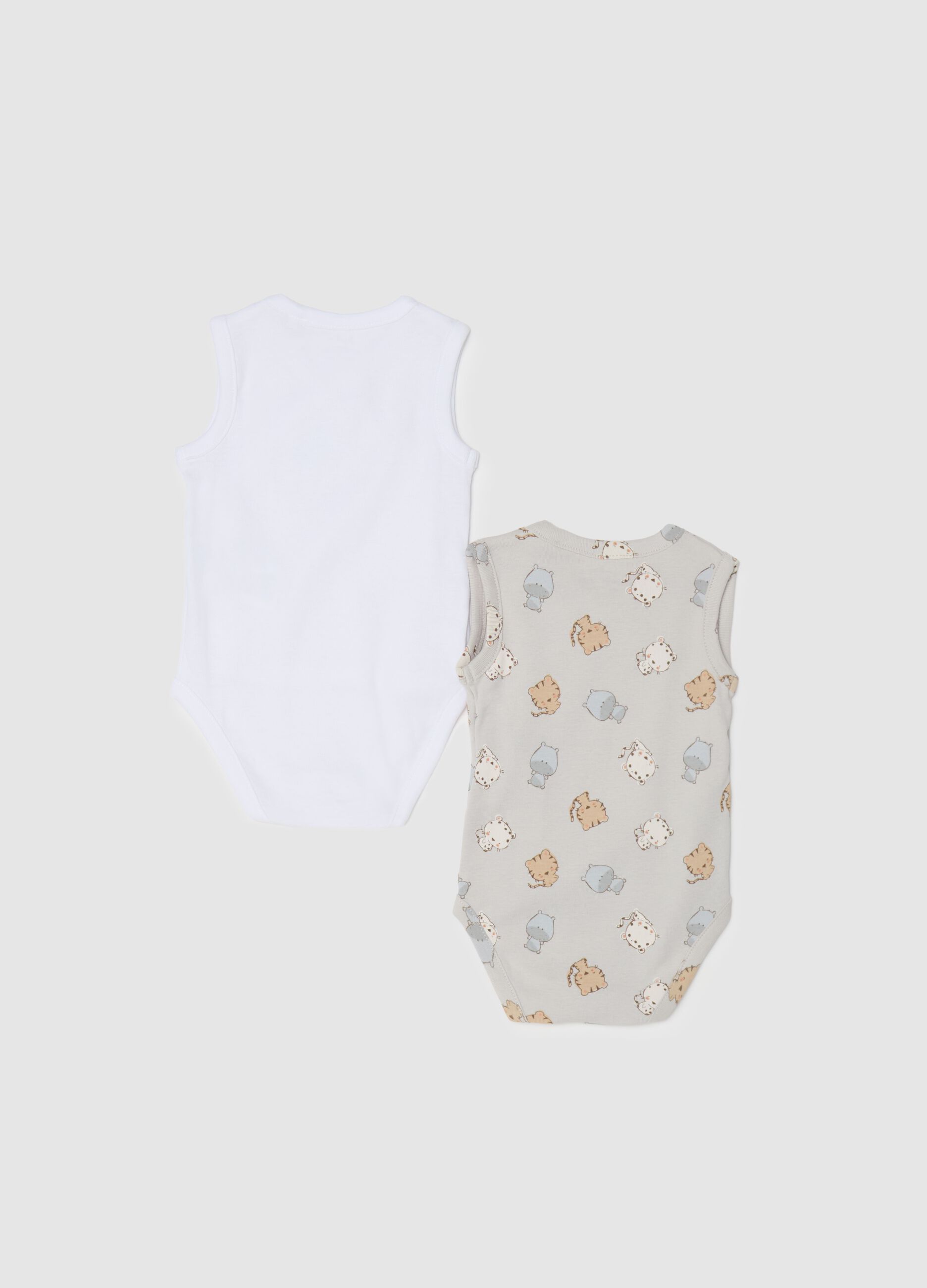 Two-pack bodysuits in organic cotton with V neck