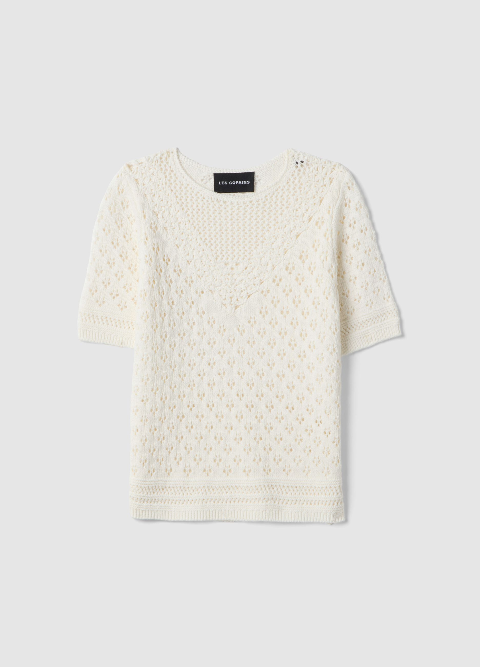 White pure cotton fitted sweater