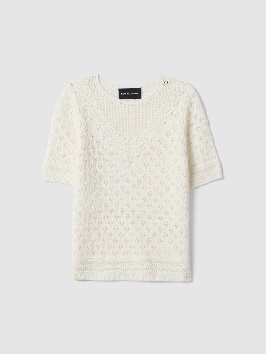 White pure cotton fitted sweater_0