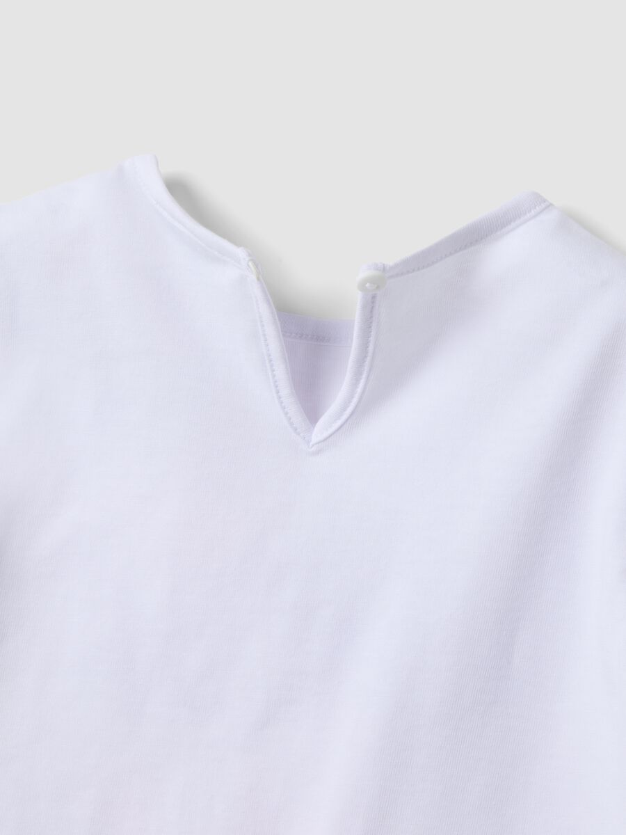 White and pink pure cotton set with T-shirt and leggings_3