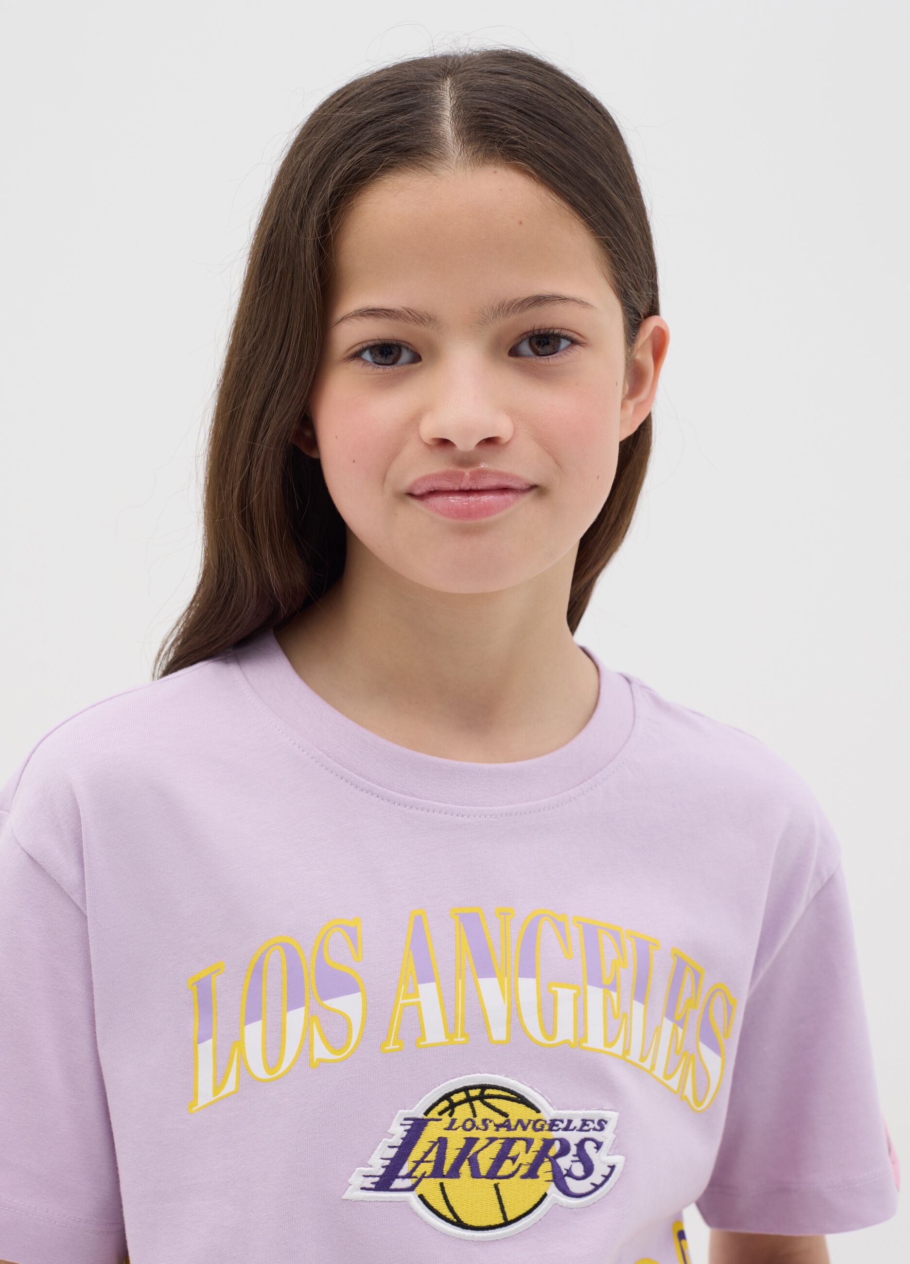 Purple NBA Los Angeles Lakers crop T-shirt in cotton
