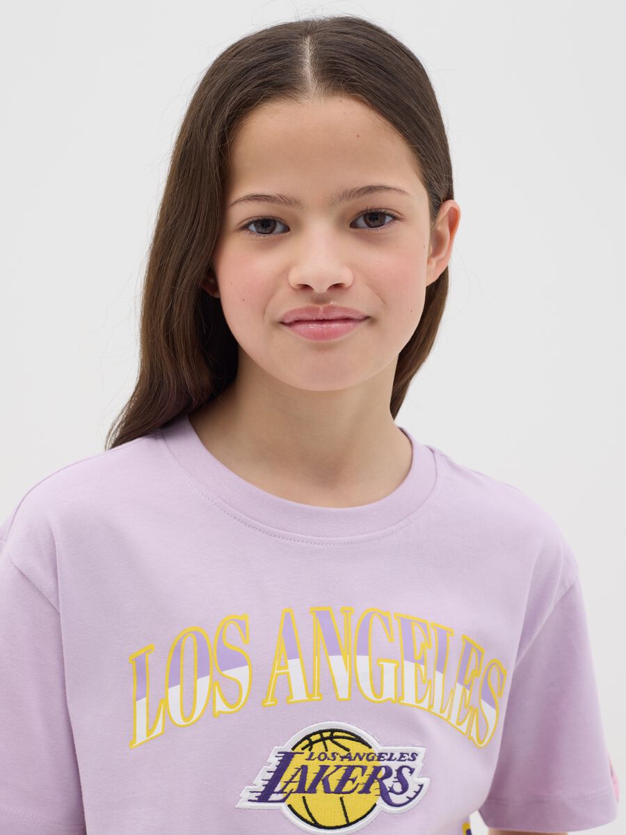T-shirt viola crop in cotone NBA Los Angeles Lakers_1