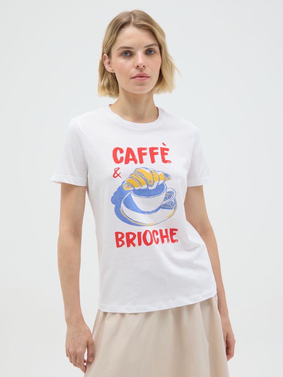 White pure cotton T-shirt, regular fit_0