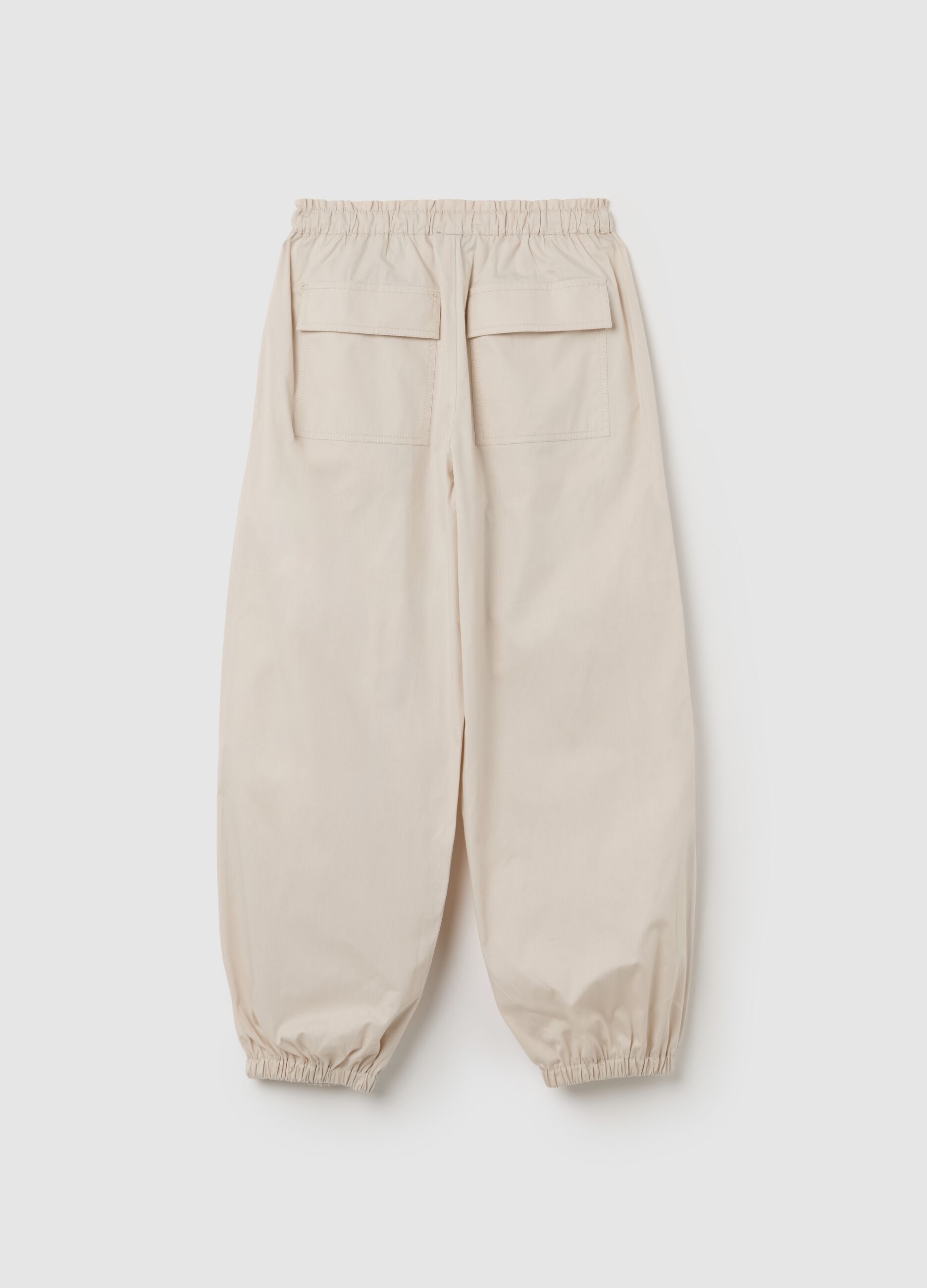 Pantaloni per ragazza in puro cotone beige regular fit