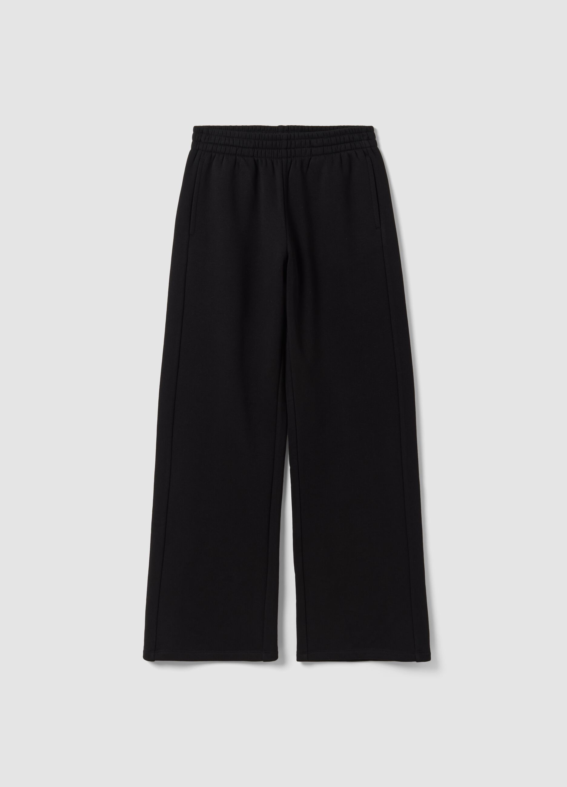 Pantaloni jogger neri in misto cotone straight fit