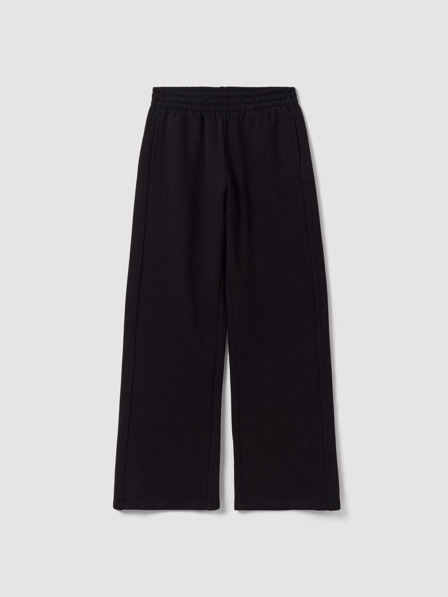 Pantaloni jogger neri in misto cotone straight fit_4