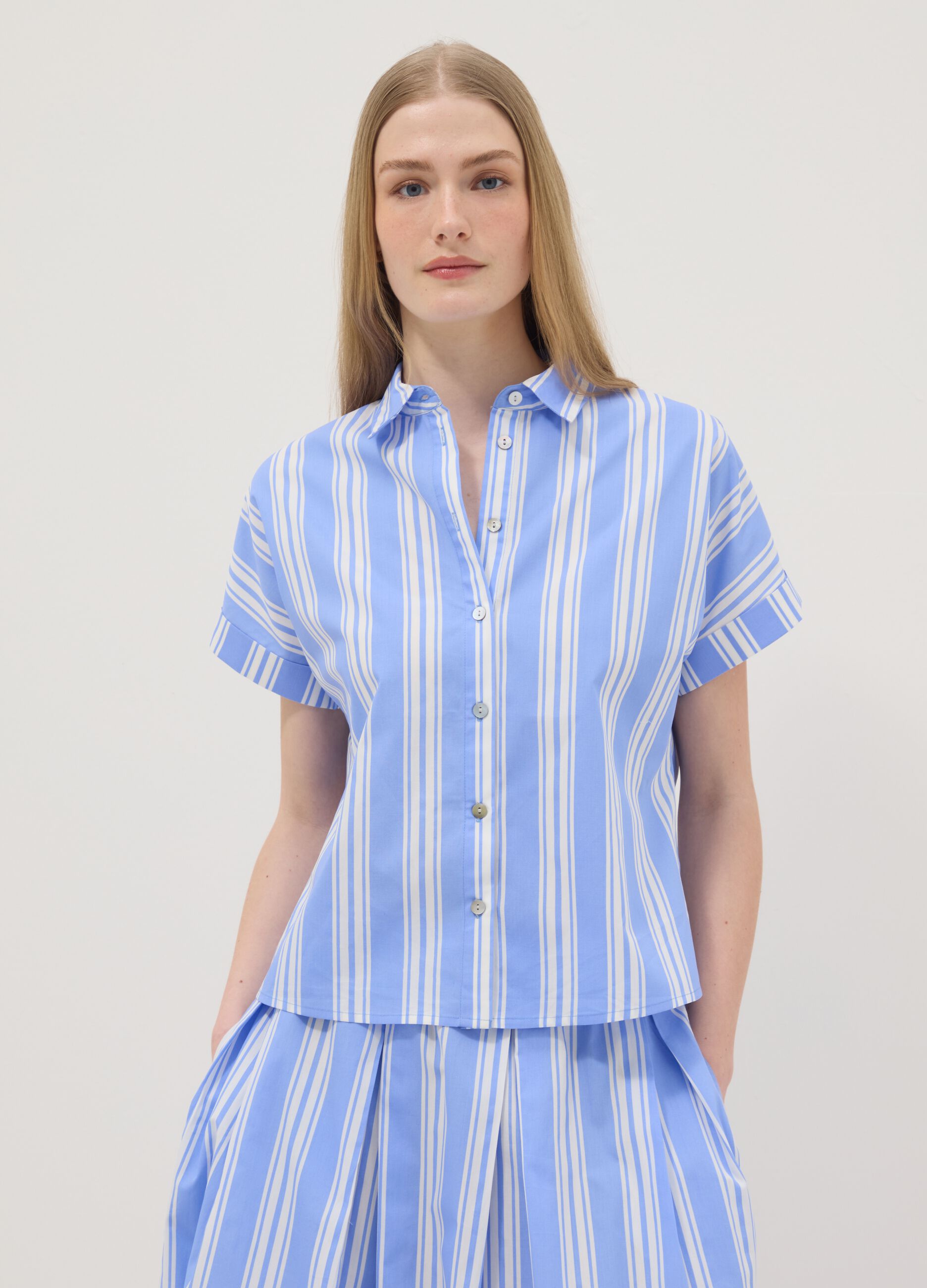 Blue striped pure cotton shirt
