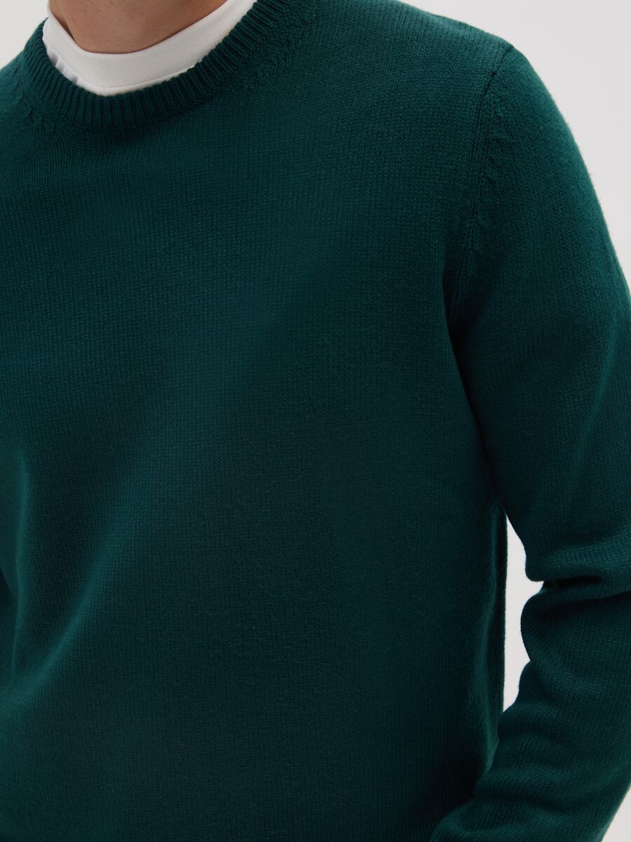 Regular fit green crewneck jumper_3