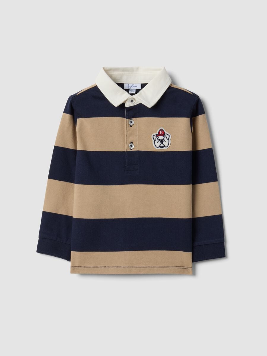 Polo blu in puro cotone organico a righe per bimbo_0