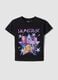 Black pure cotton T-shirt with K-Pop Demon Hunters print for girls_0