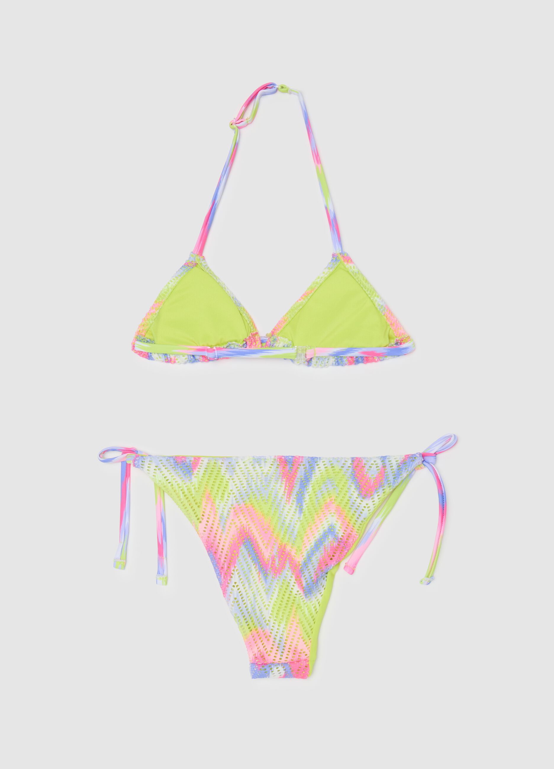 Girls' Multicolour Zig-Zag Fabric Bikini