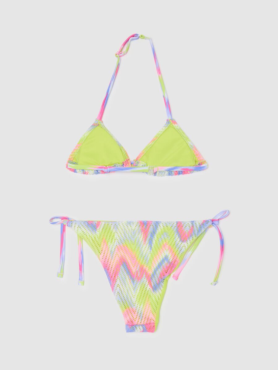 Bikini da ragazze in tessuto multicolor a zig-zag_1