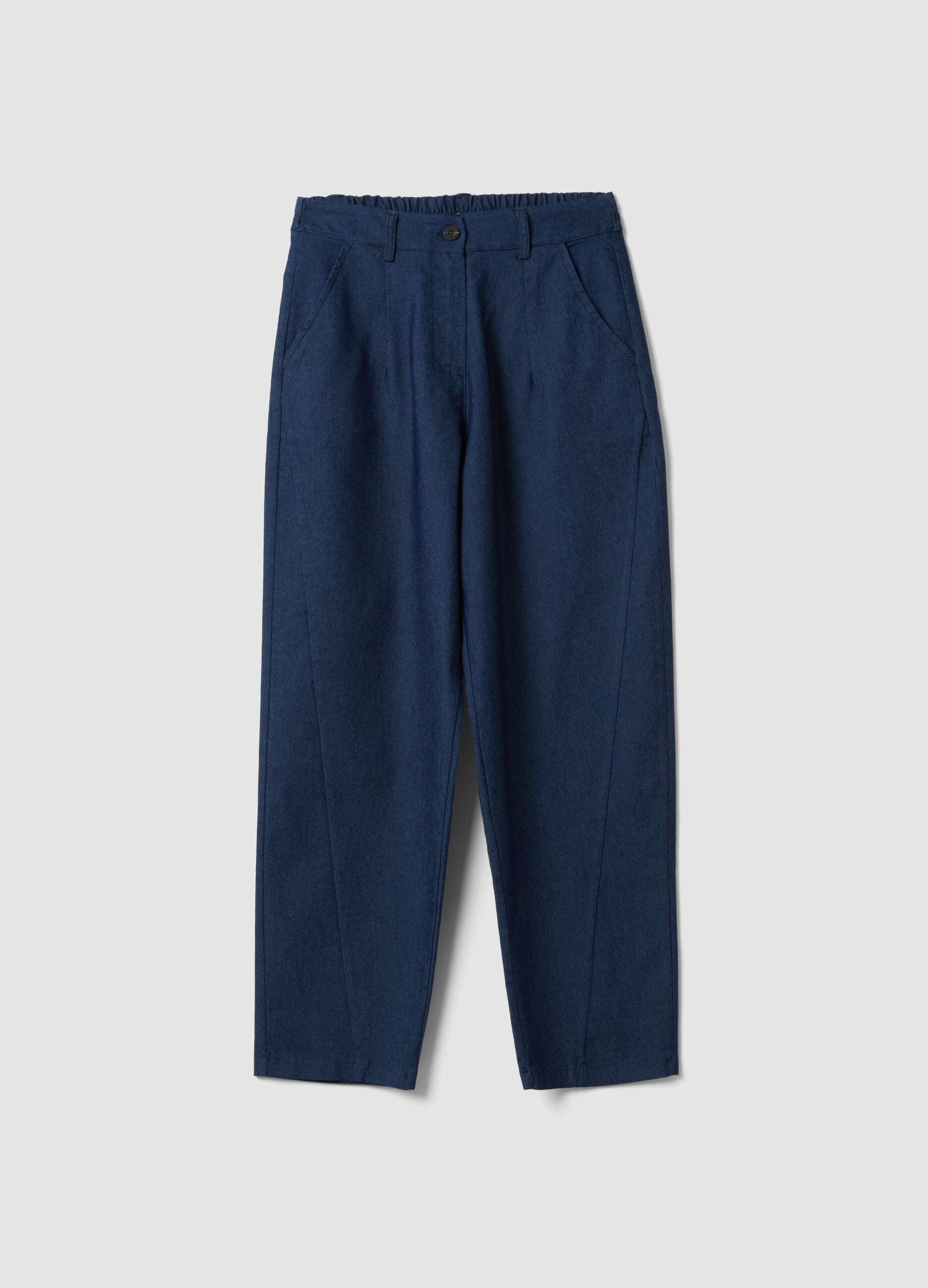 Blue regular-fit stretch cotton trousers