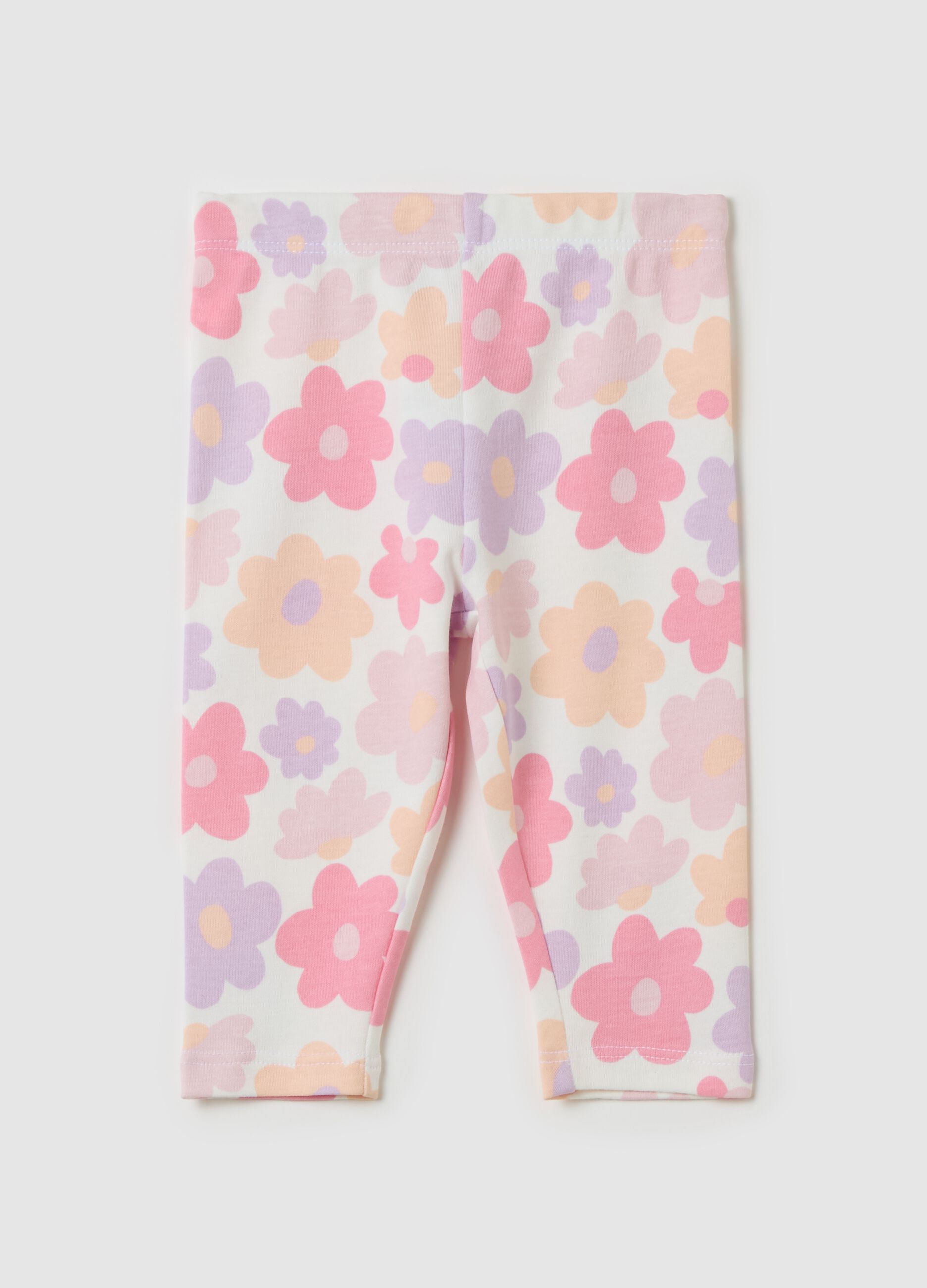 Cotton leggings with flowers print