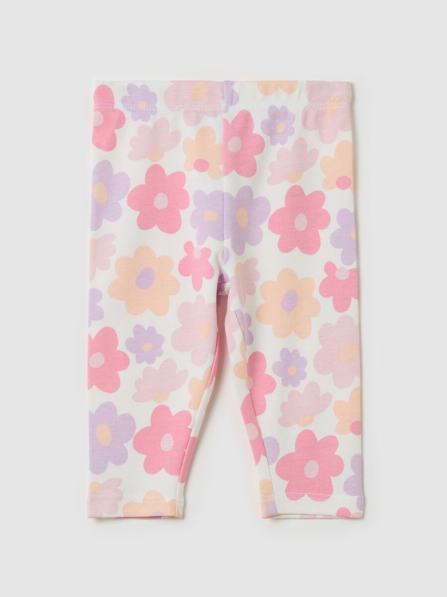 Cotton leggings with flowers print_0