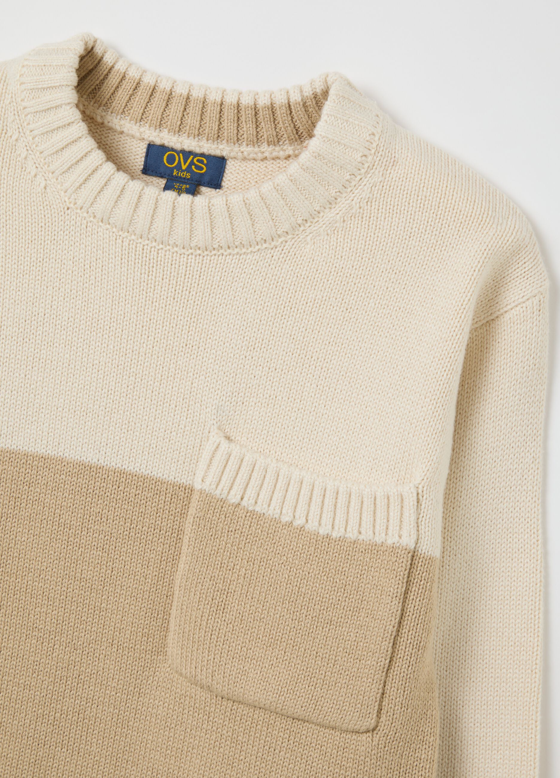 Beige regular fit children's sweater in cotton blend