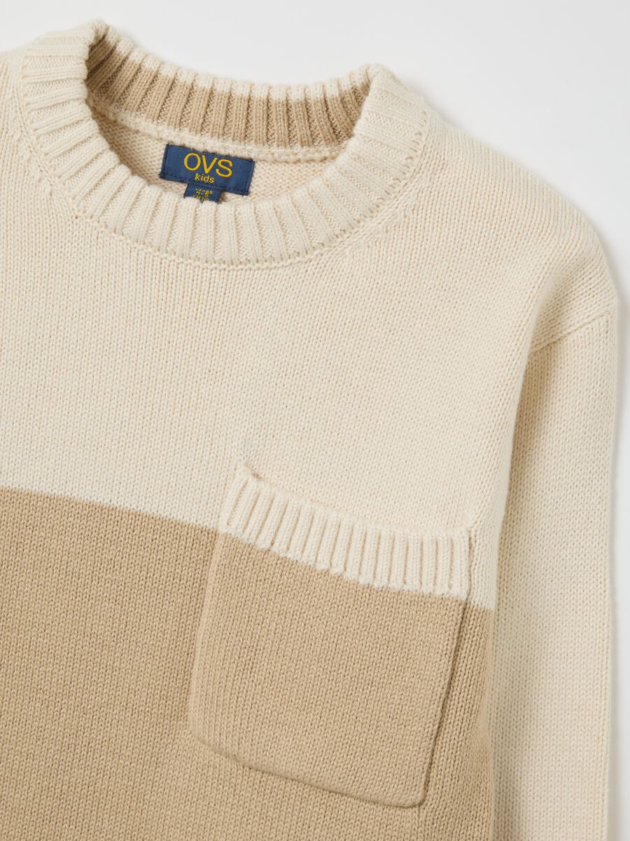 Beige regular fit children's sweater in cotton blend_2