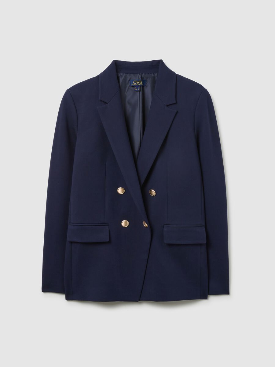 Blue Slim Fit Stretch Blazer with Buttons_4