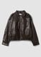 Giacca marrone in misto cotone con zip regular fit_0
