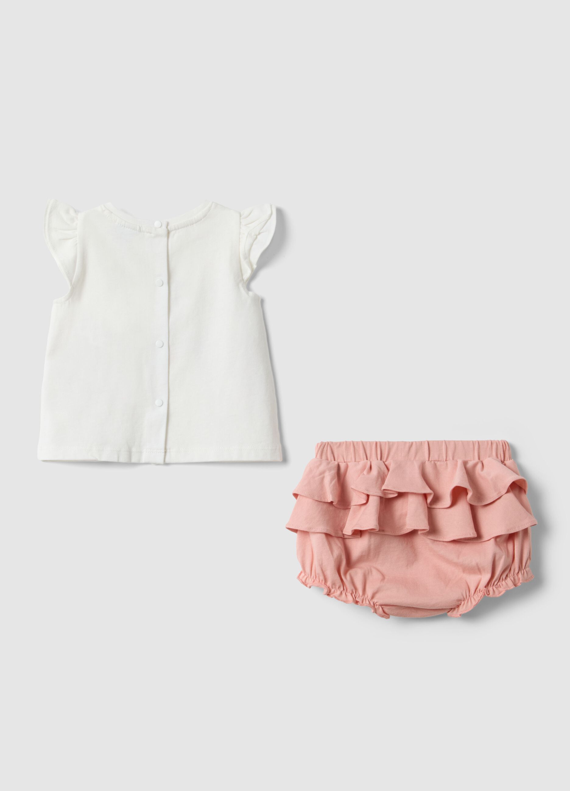 Pink organic cotton set with top and bloomers