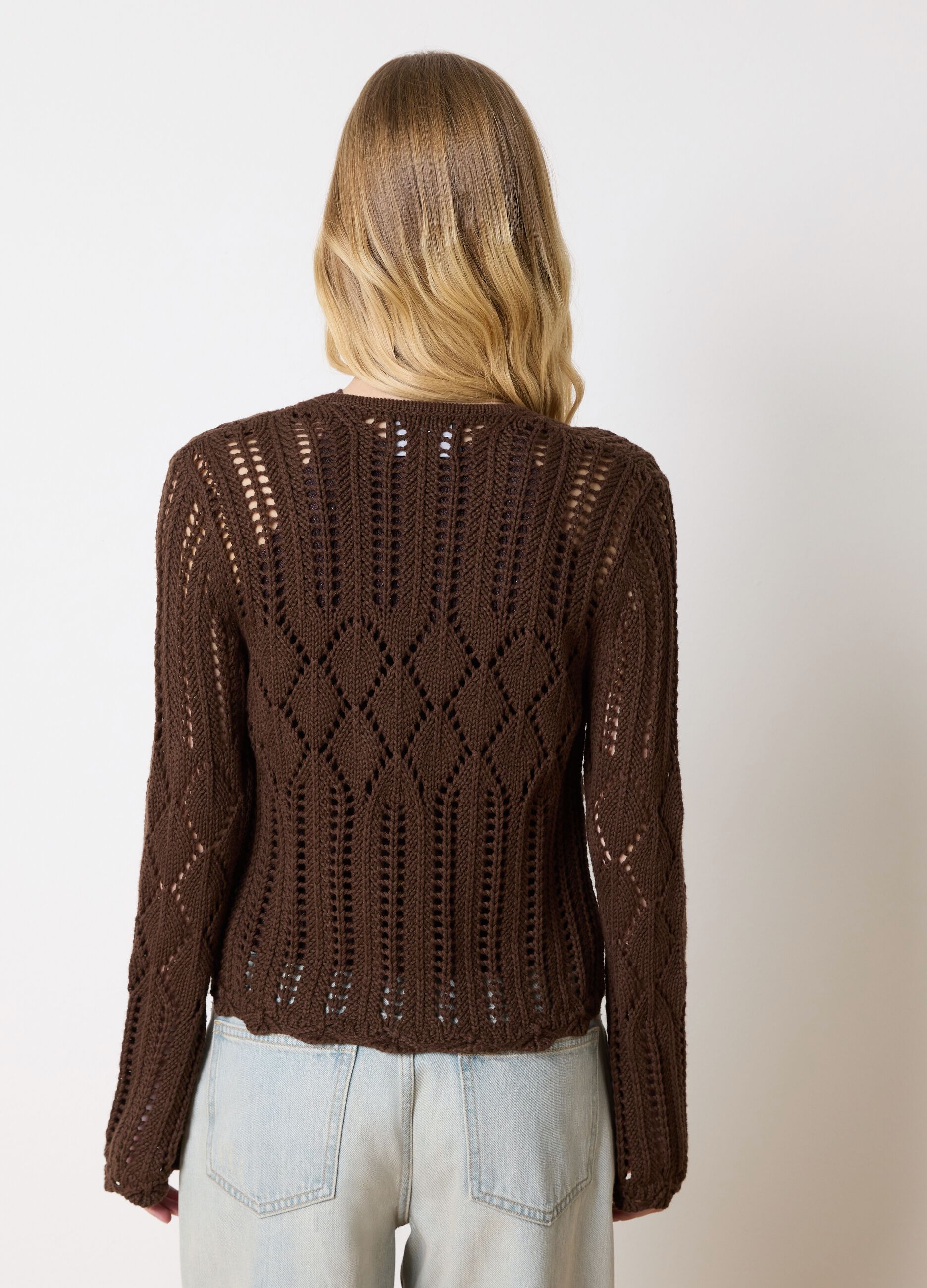 Cardigan crochet con laccetti