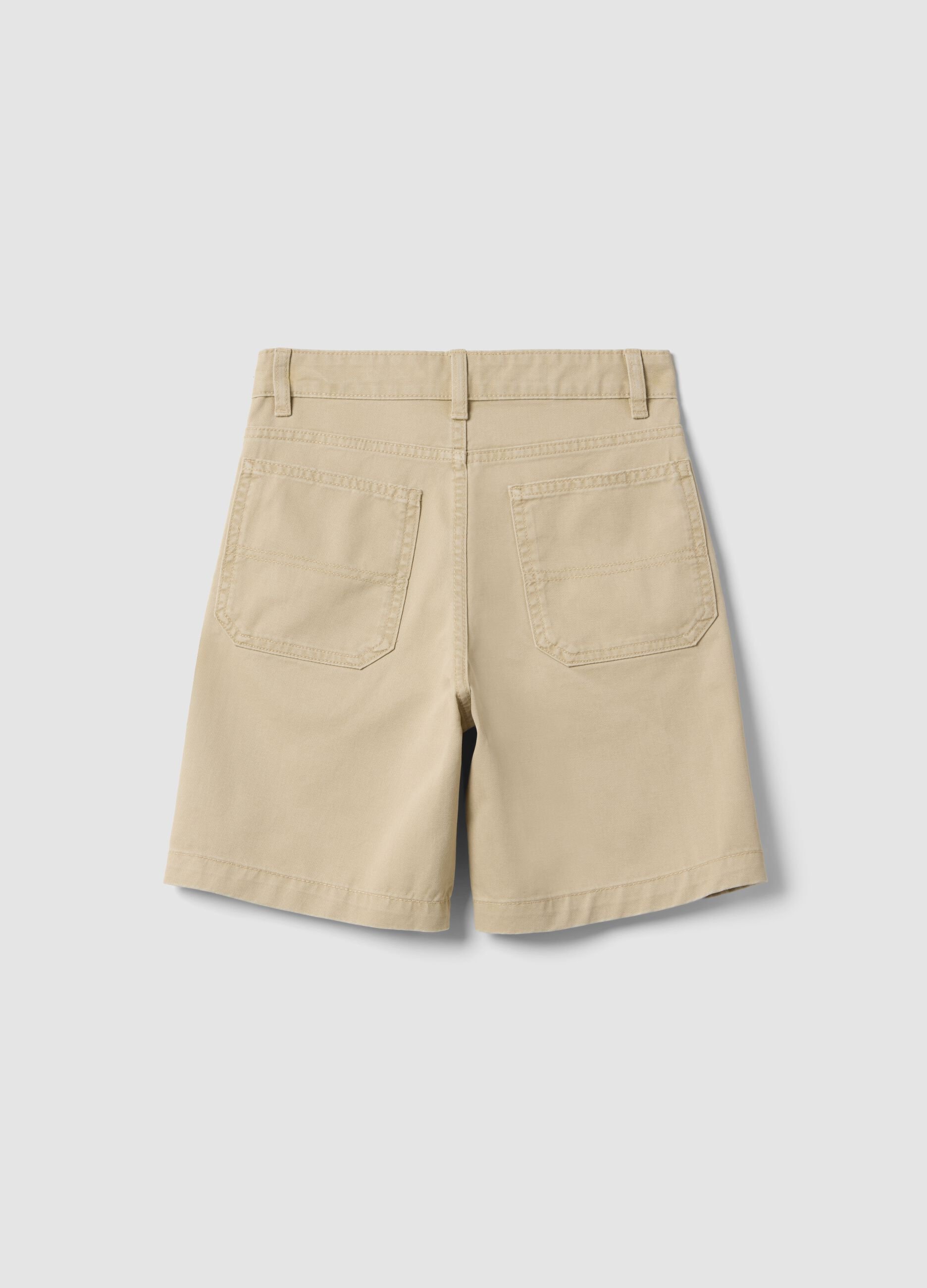 Shorts in puro cotone beige da ragazzo comfort fit